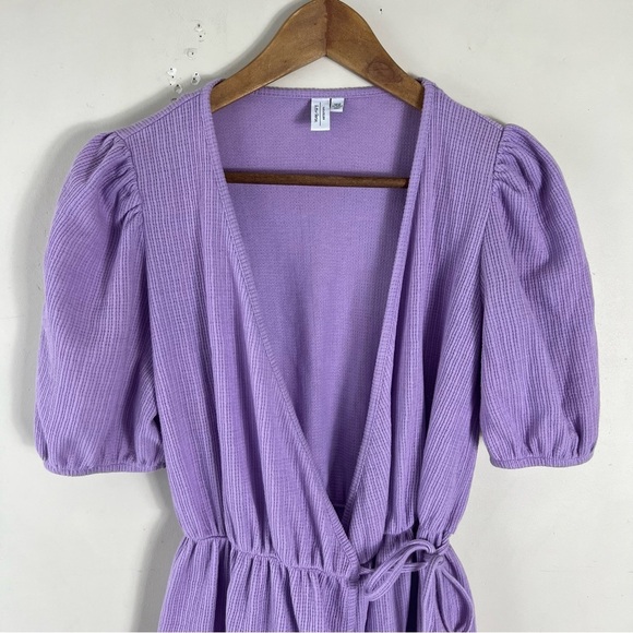 & OTHER STORIES Puff Sleeve Wrap Mini Dress Size XS Lavender Purple Ruffle - Picture 7 of 15